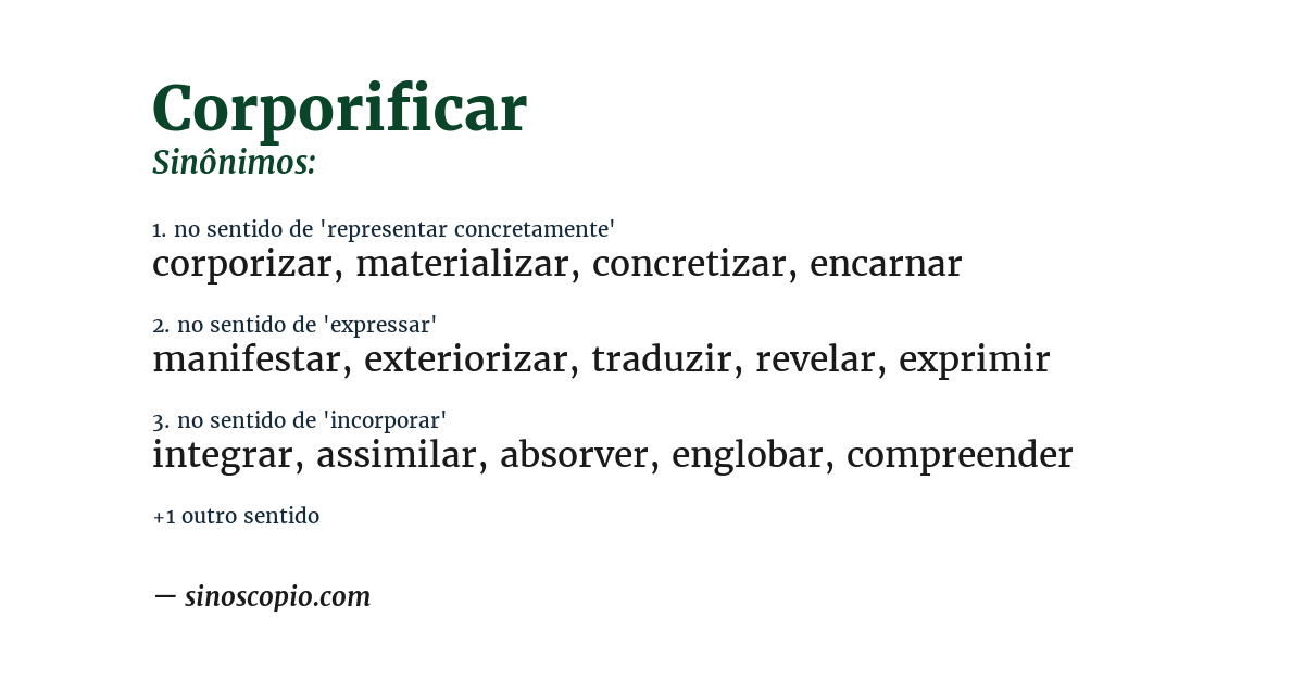 Sinônimo de corporificar