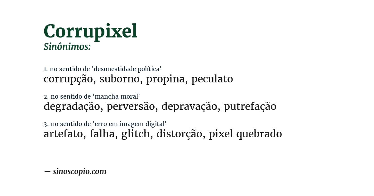 Sinônimo de corrupixel