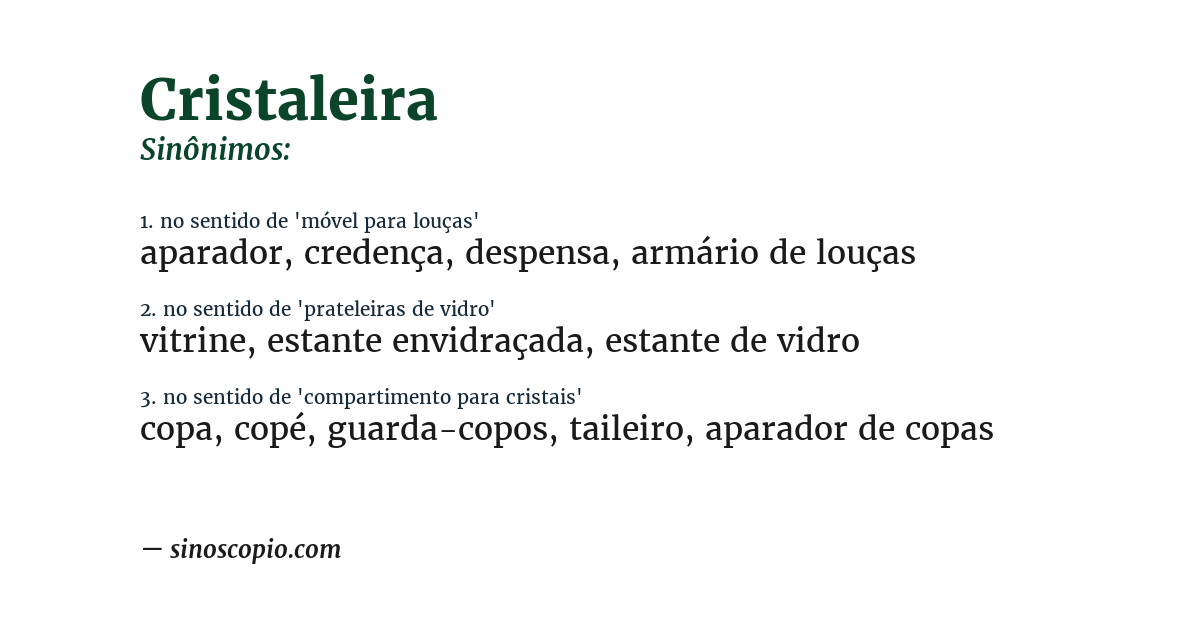 Sinônimo de cristaleira