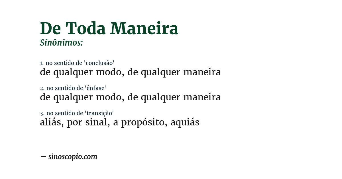 Sinônimo de de toda maneira