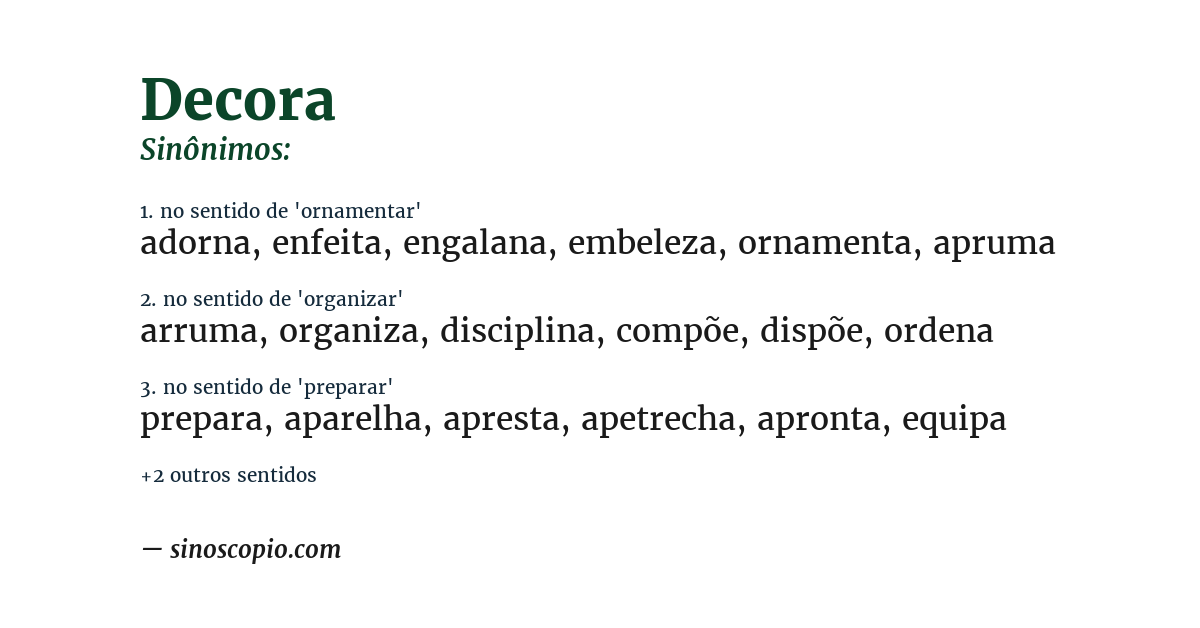 Sinônimo de decora