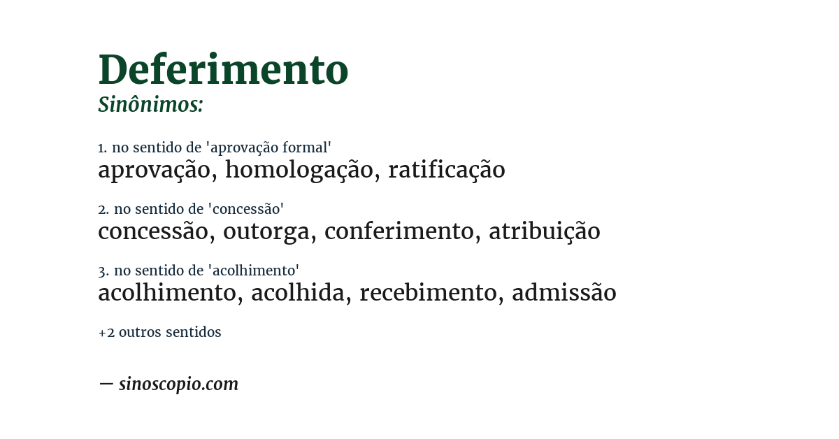 Sinônimo de deferimento