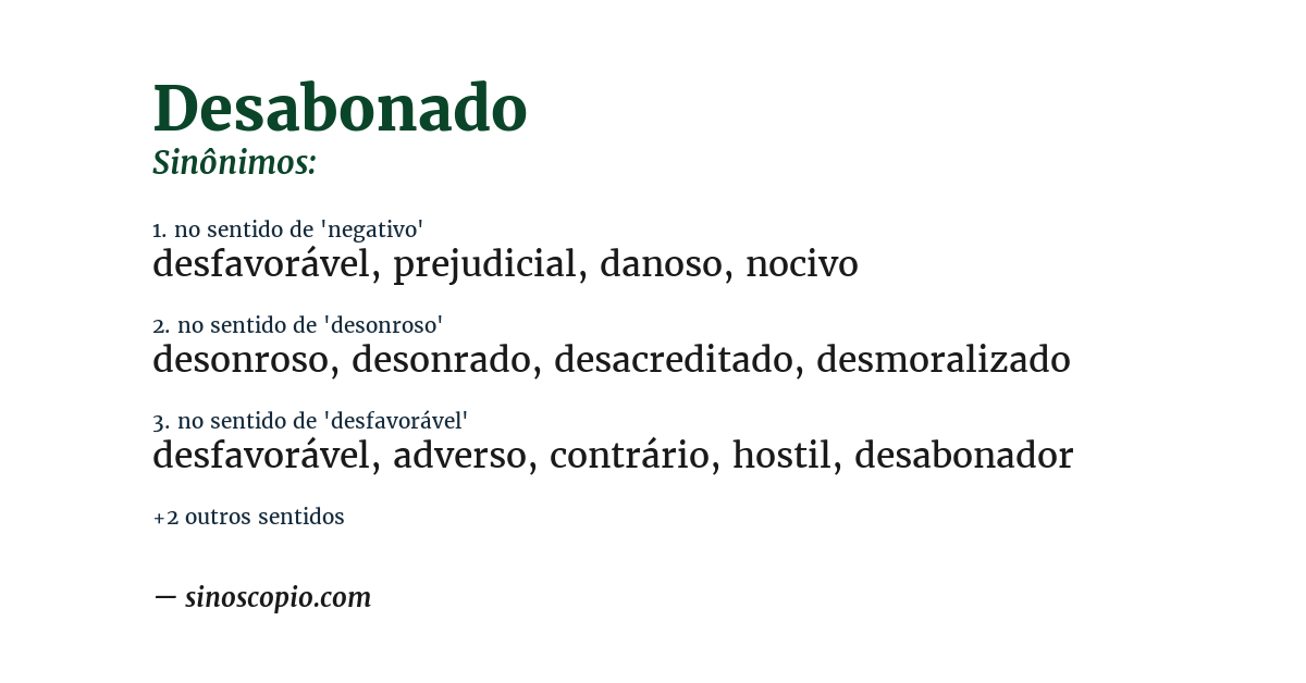 Sinônimo de desabonado