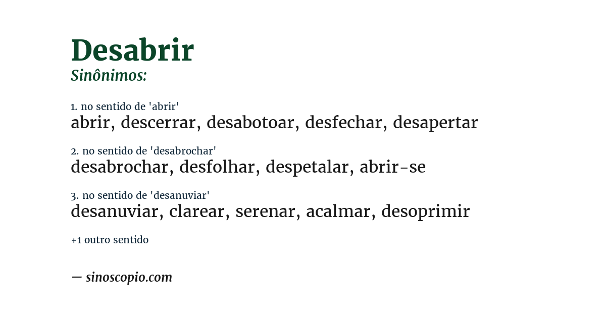 Sinônimo de desabrir