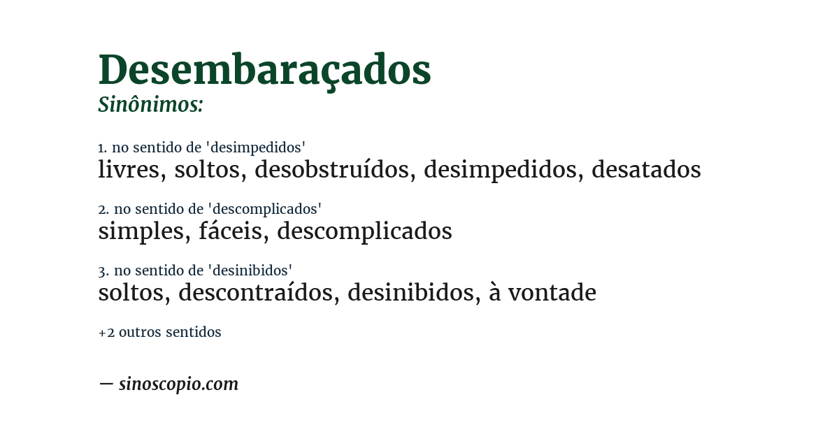 Sinônimo de desembaraçados