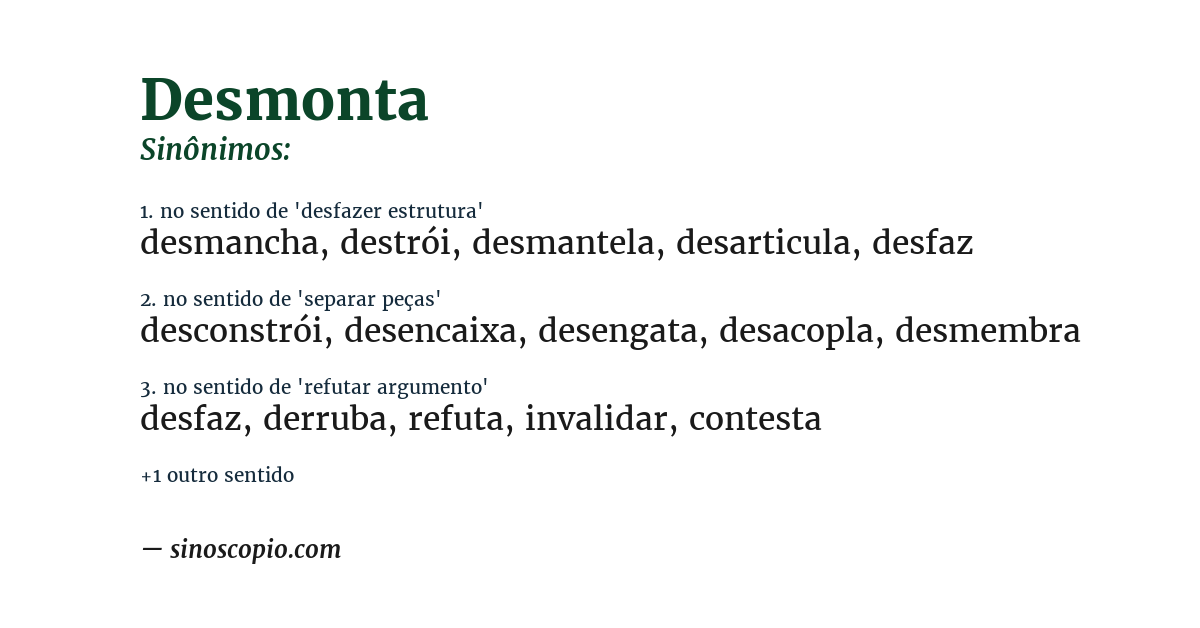 Sinônimo de desmonta