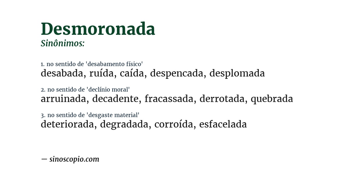 Sinônimo de desmoronada