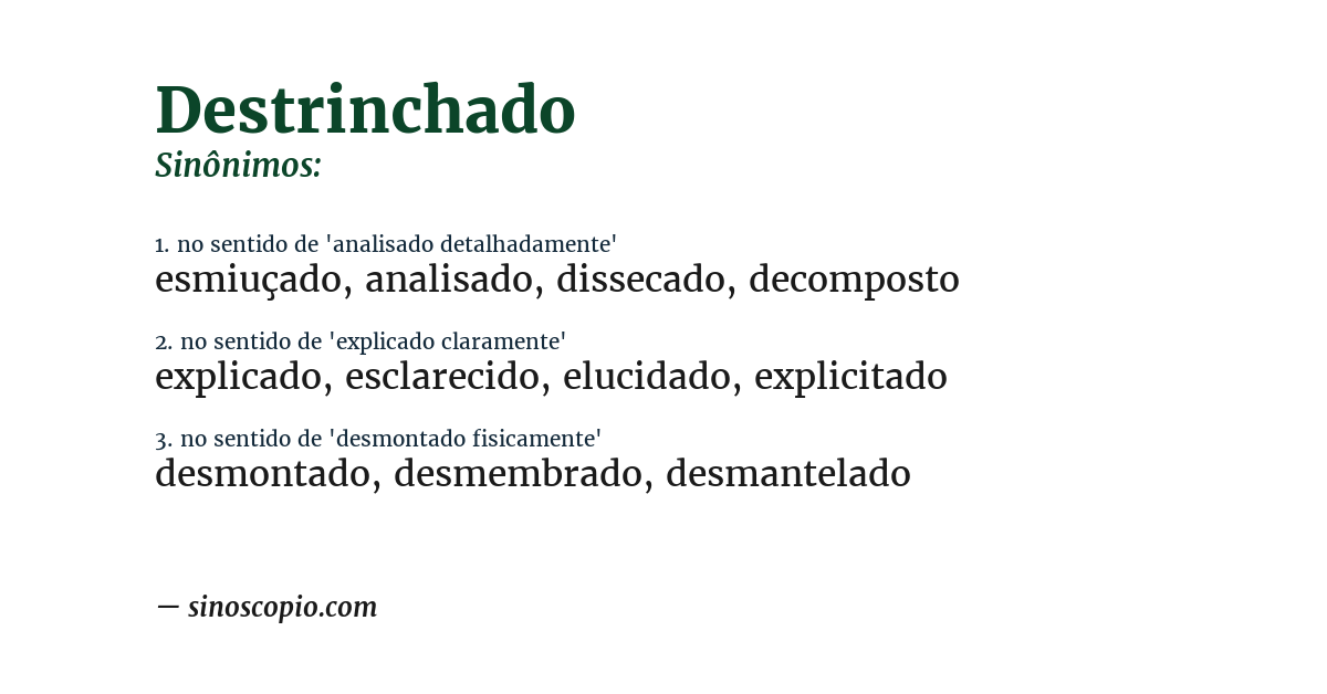 Sinônimo de destrinchado