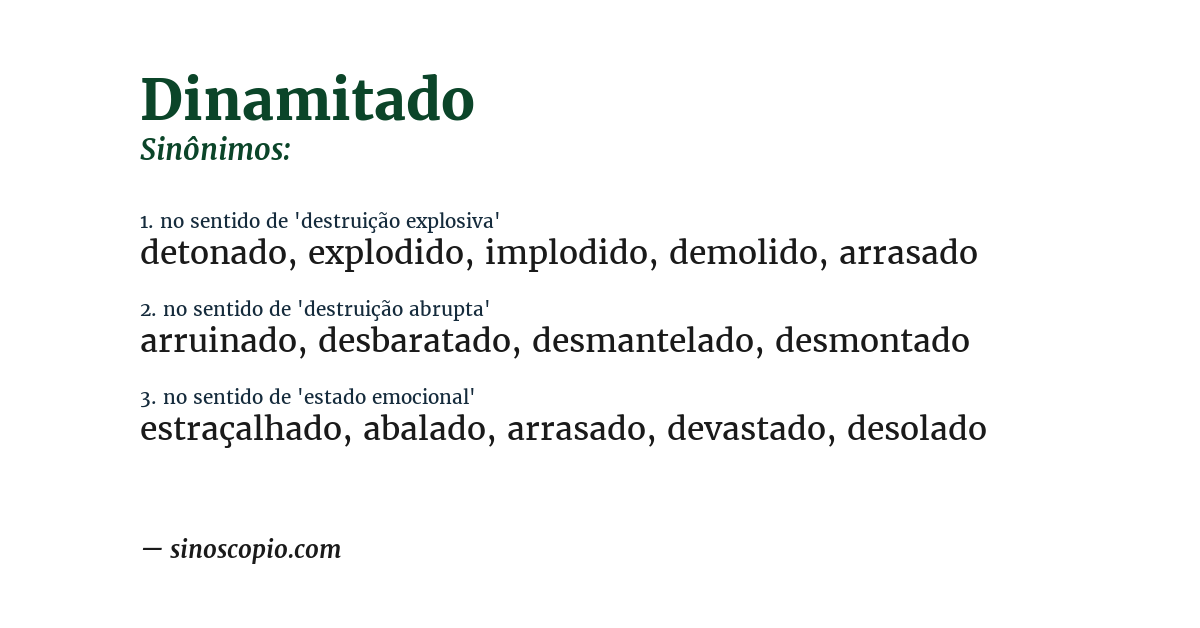 Sinônimo de dinamitado