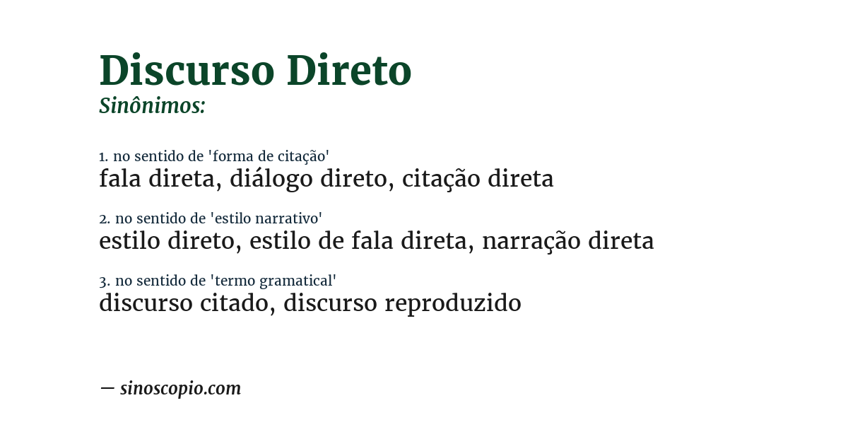 Sinônimo de discurso direto