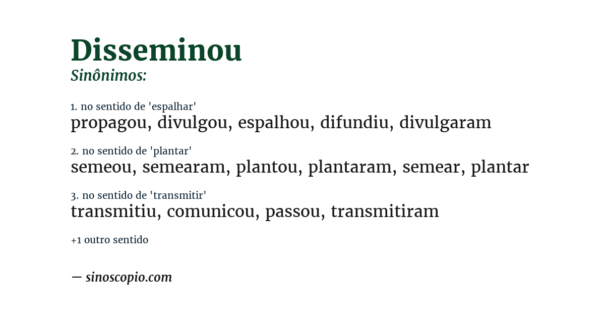 Sinônimo de disseminou