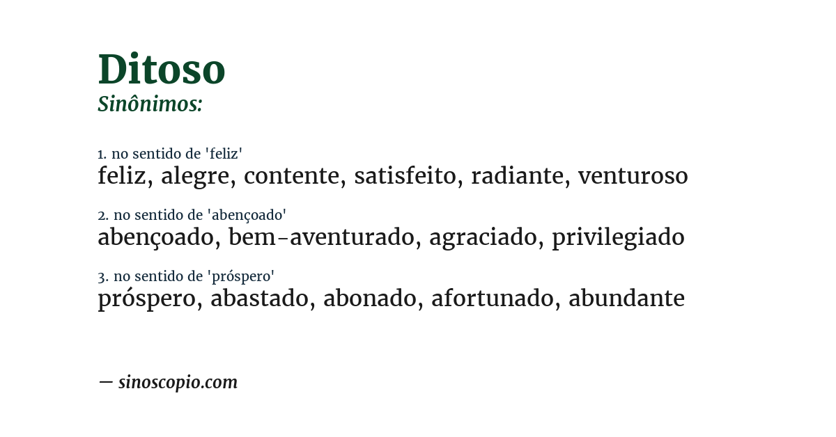 Sinônimo de ditoso