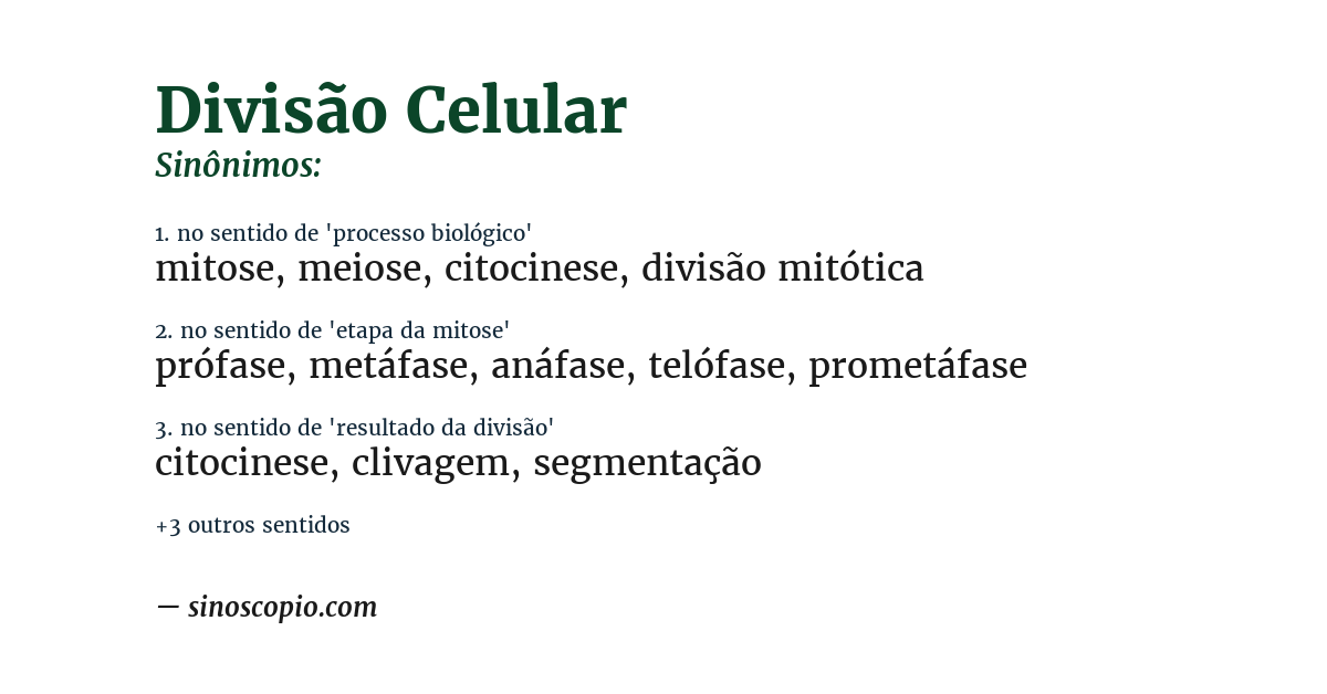 Sinônimo de divisão celular