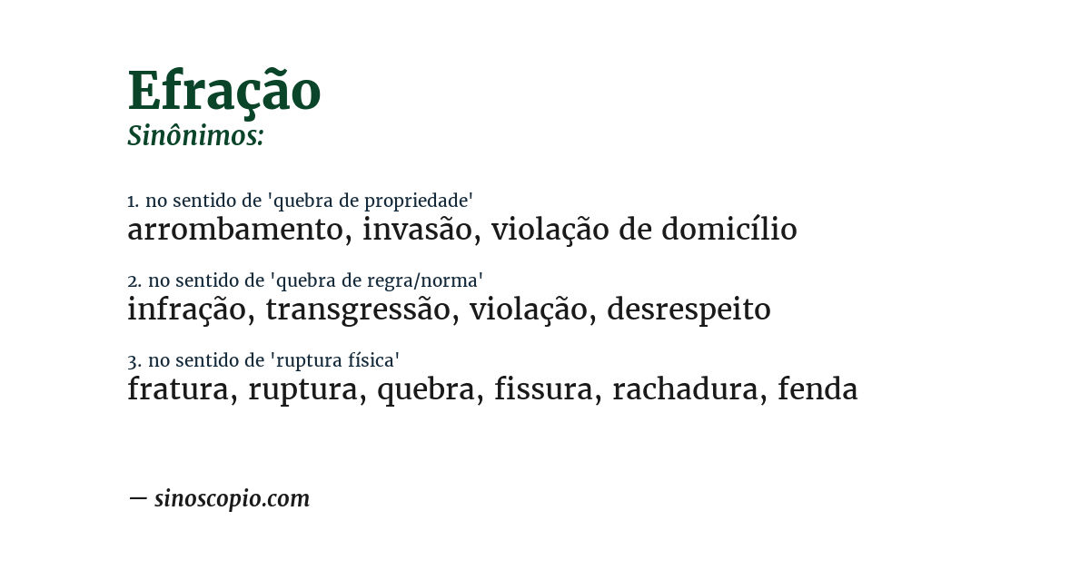 Sinônimo de efração