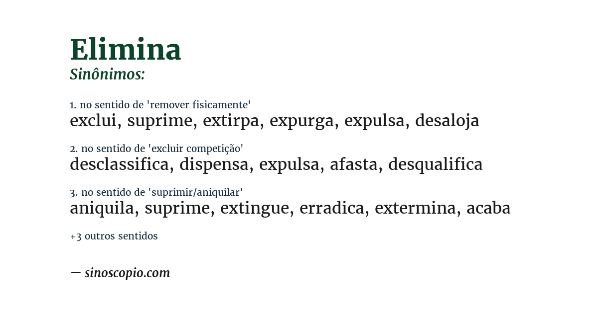 Sinônimo de elimina