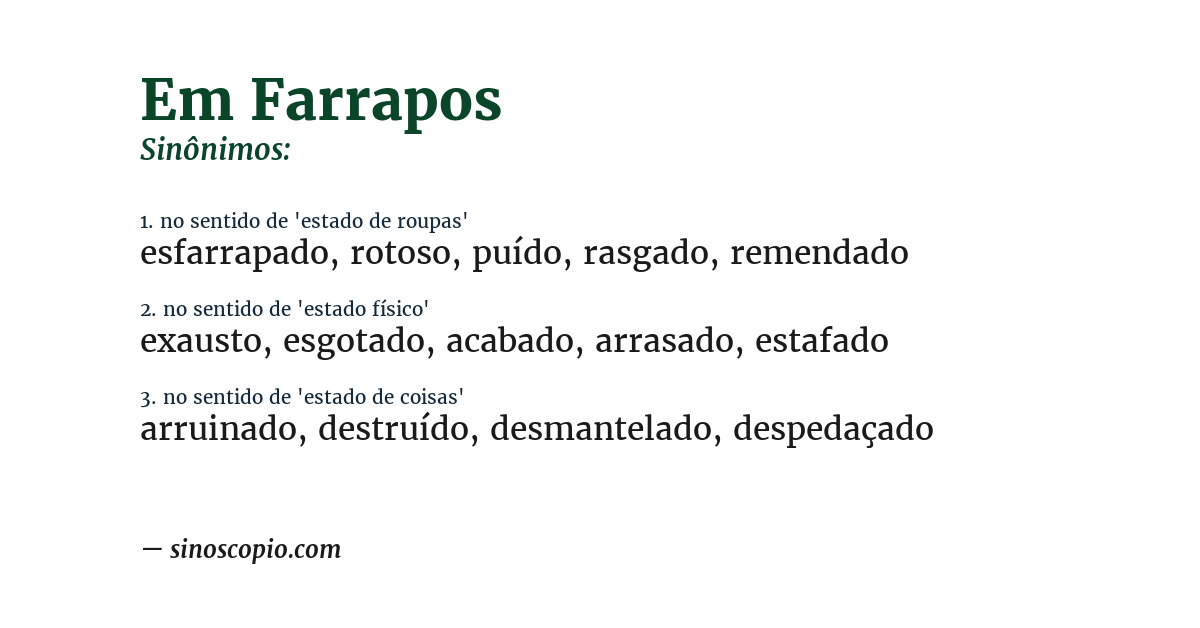 Sinônimo de em farrapos