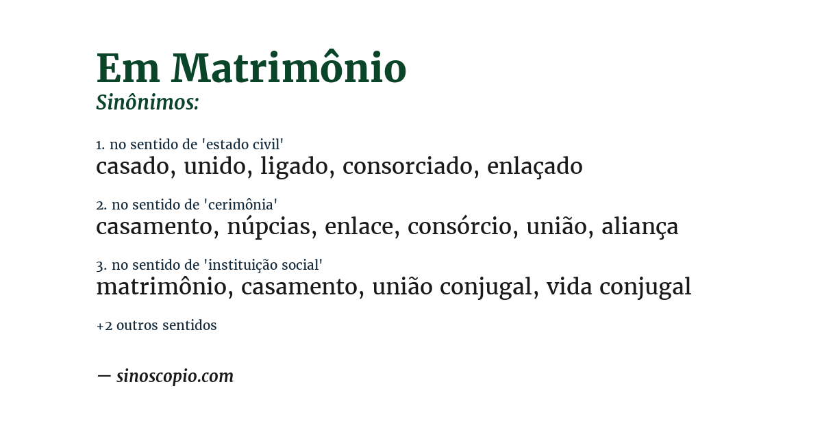 Sinônimo de em matrimônio