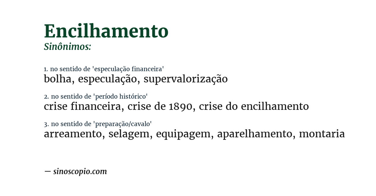 Sinônimo de encilhamento