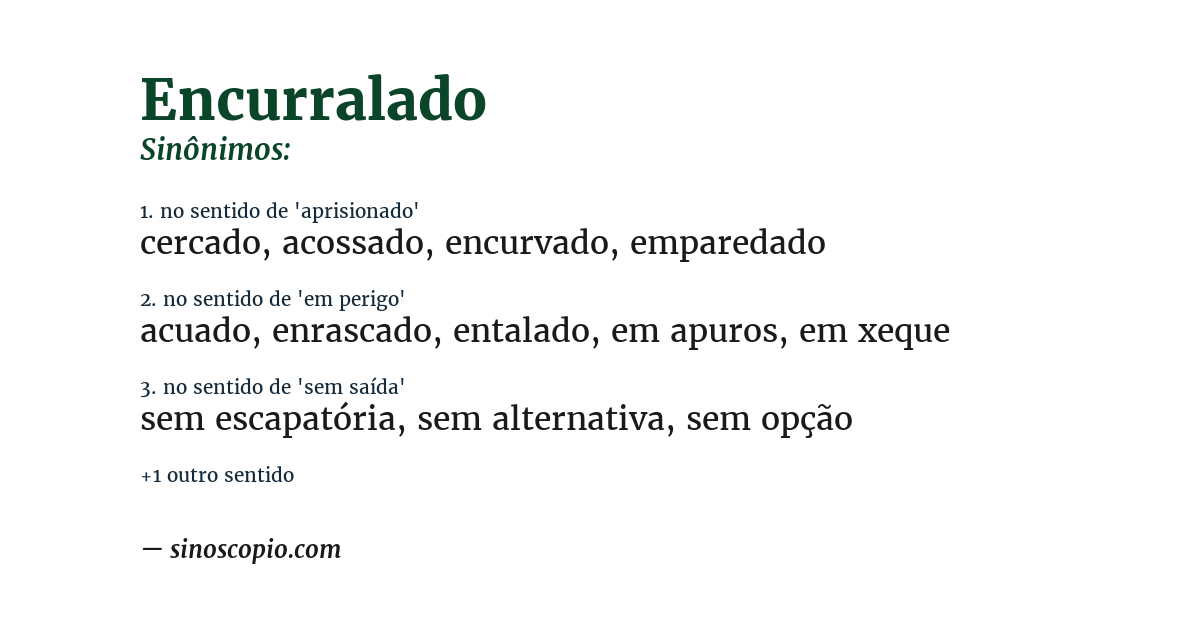 Sinônimo de encurralado