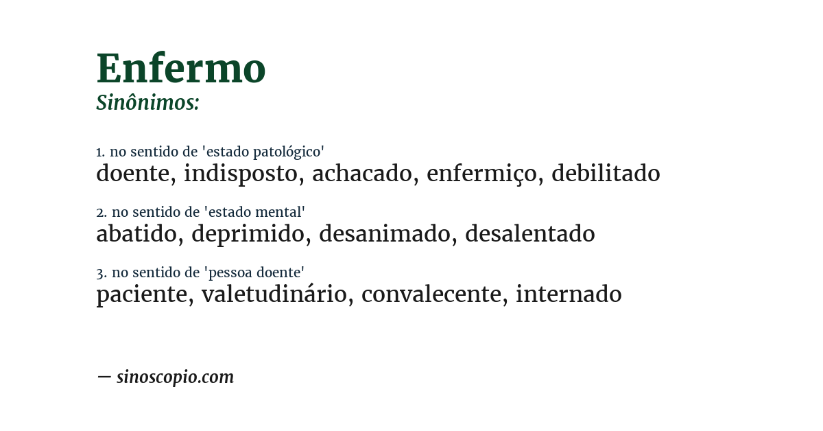 Sinônimo de enfermo