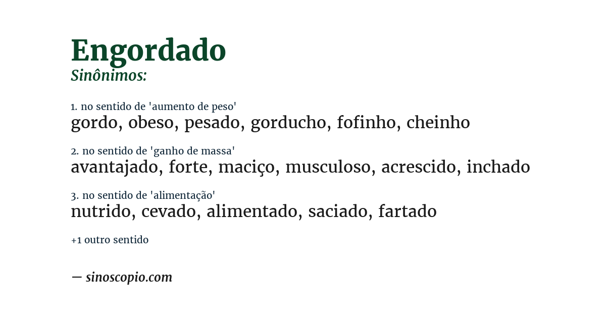 Sinônimo de engordado