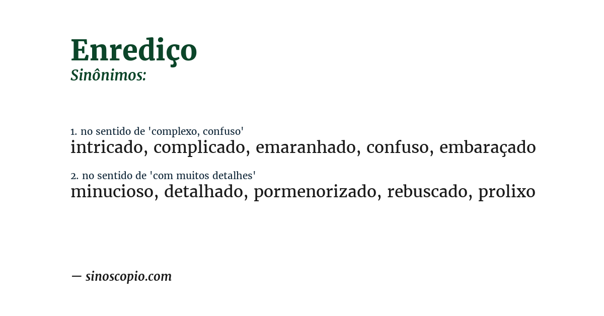 Sinônimo de enrediço