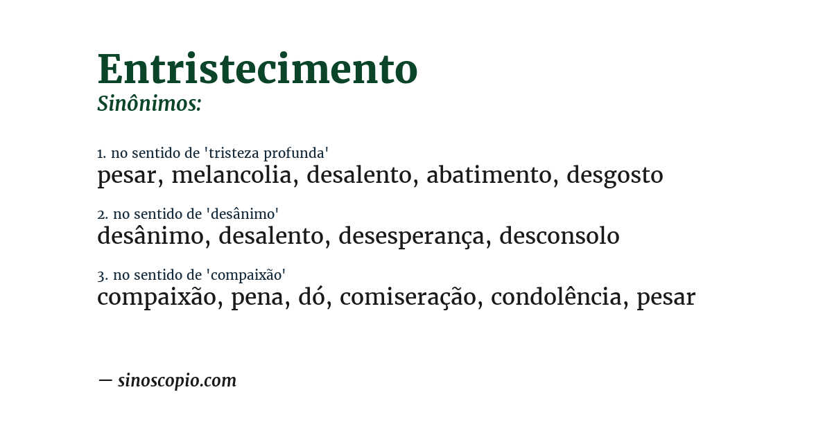 Sinônimo de entristecimento