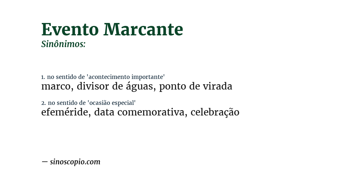 Sinônimo de evento marcante