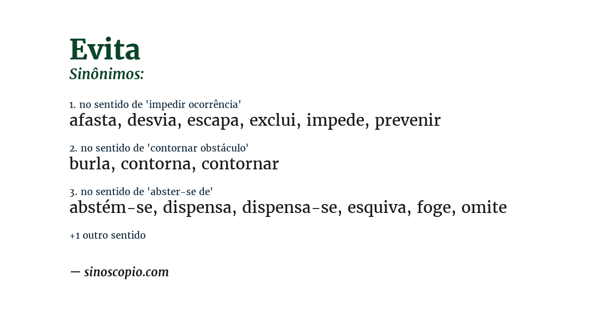 Sinônimo de evita