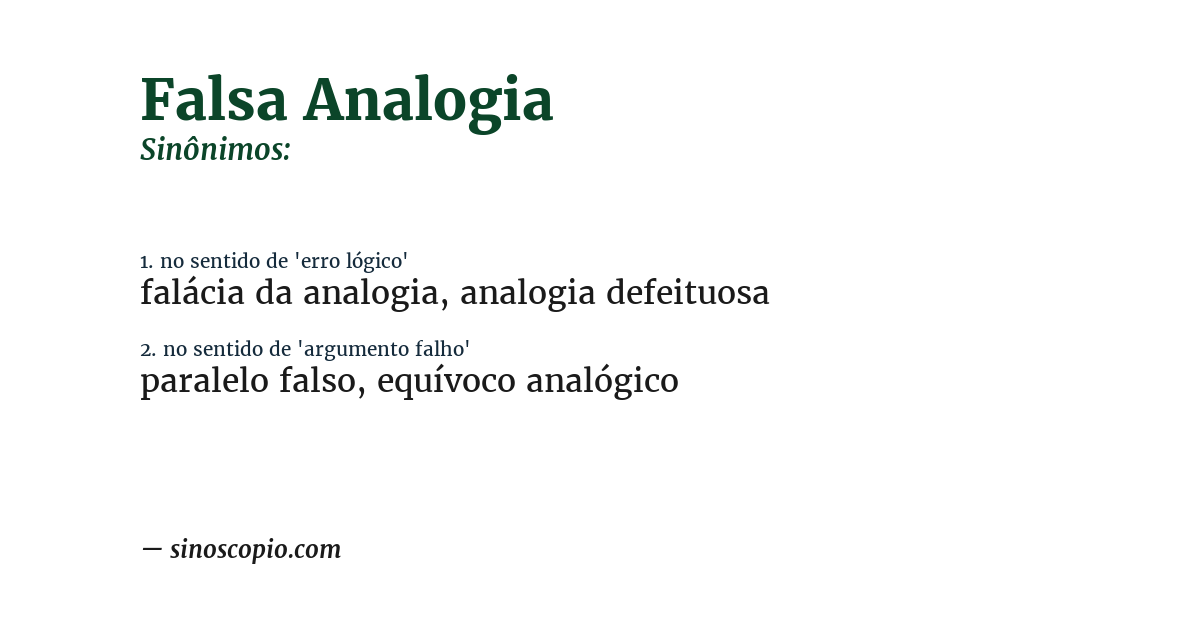 Sinônimo de falsa analogia