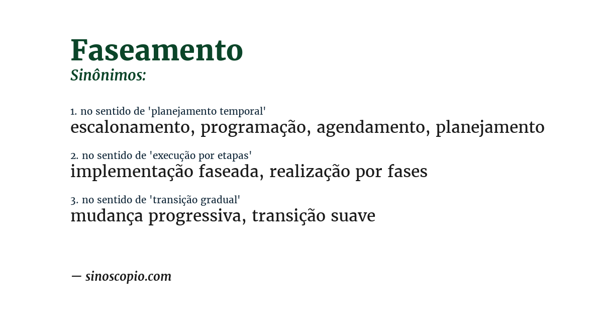 Sinônimo de faseamento