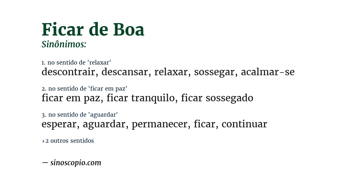 Sinônimo de ficar de boa