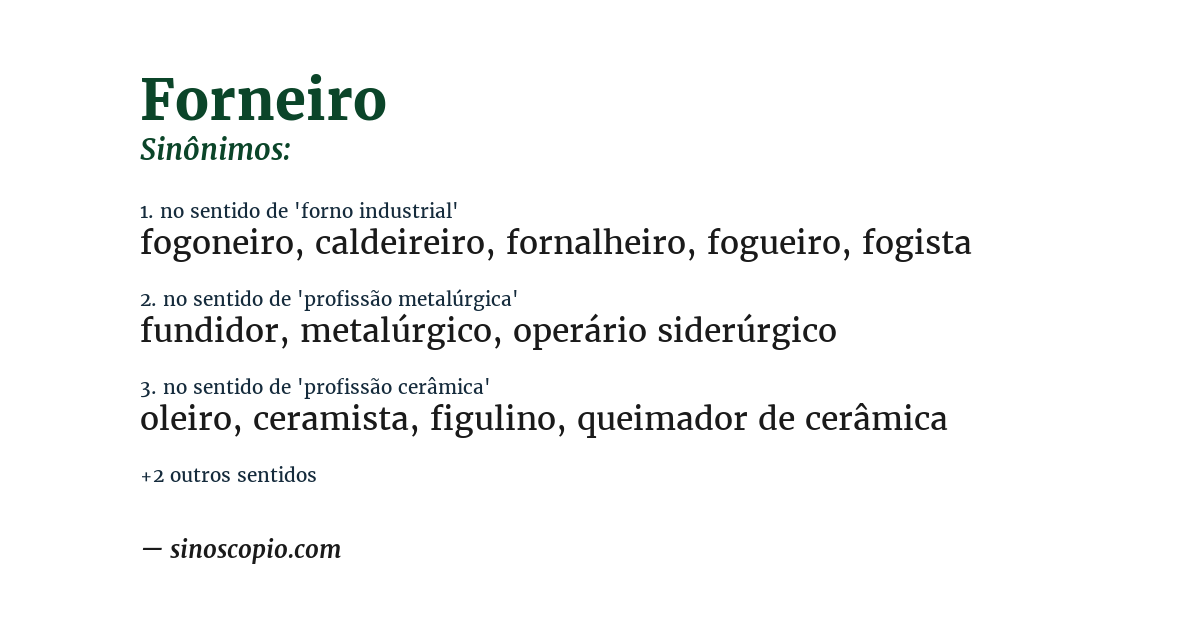 Sinônimo de forneiro