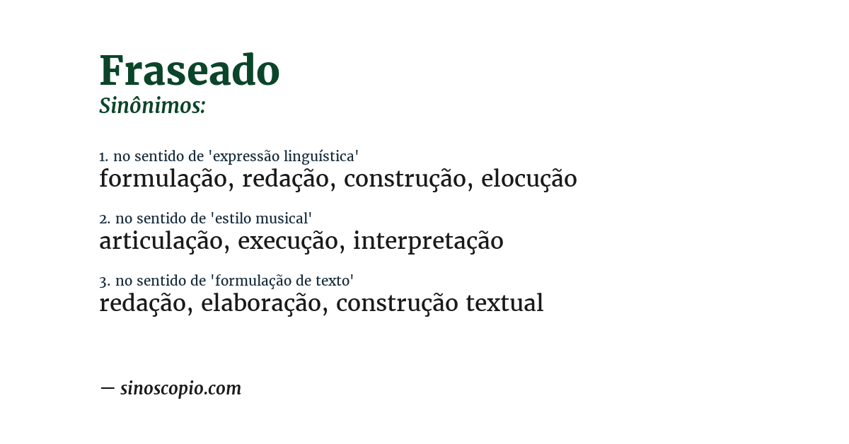 Sinônimo de fraseado