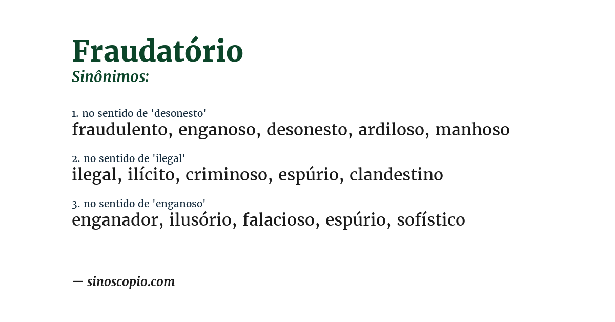 Sinônimo de fraudatório