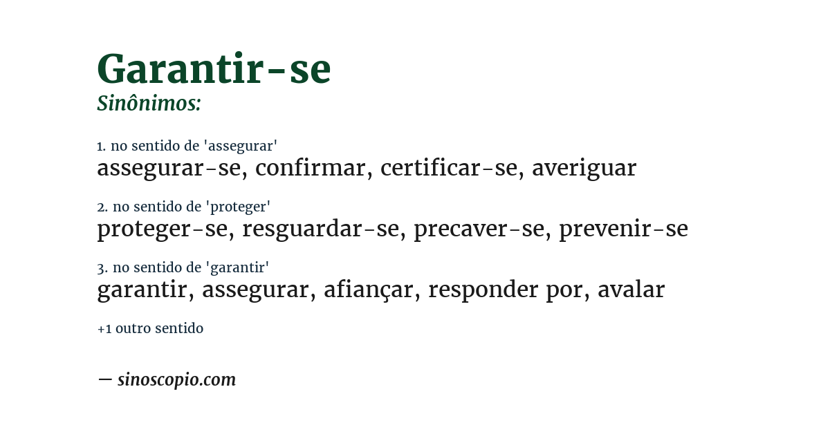 Sinônimo de garantir-se