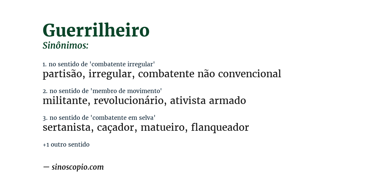 Sinônimo de guerrilheiro