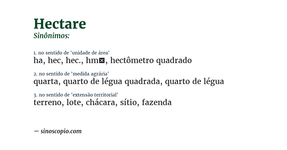 Sinônimo de hectare