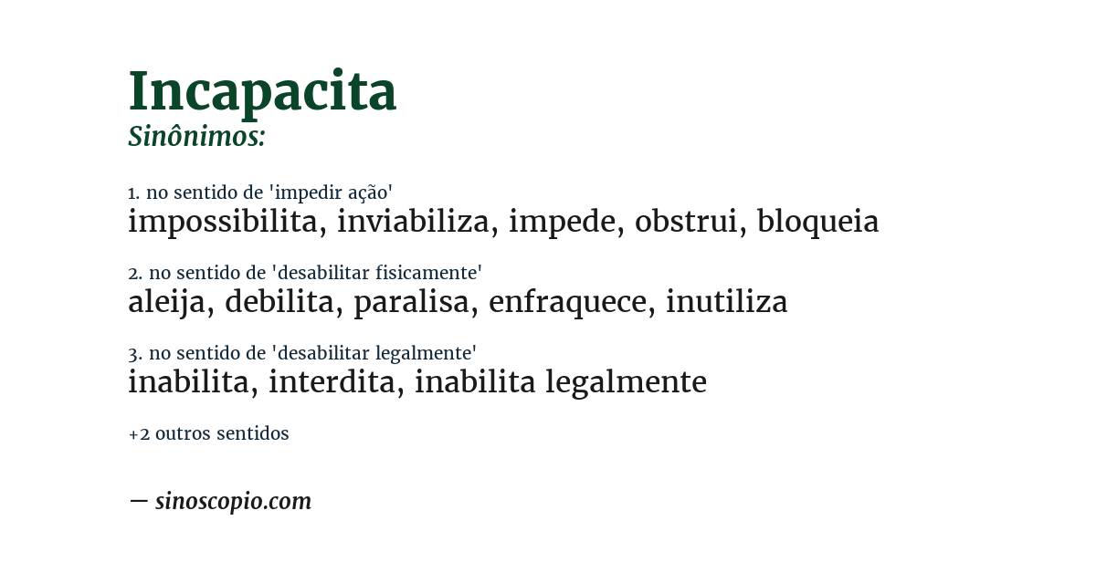 Sinônimo de incapacita
