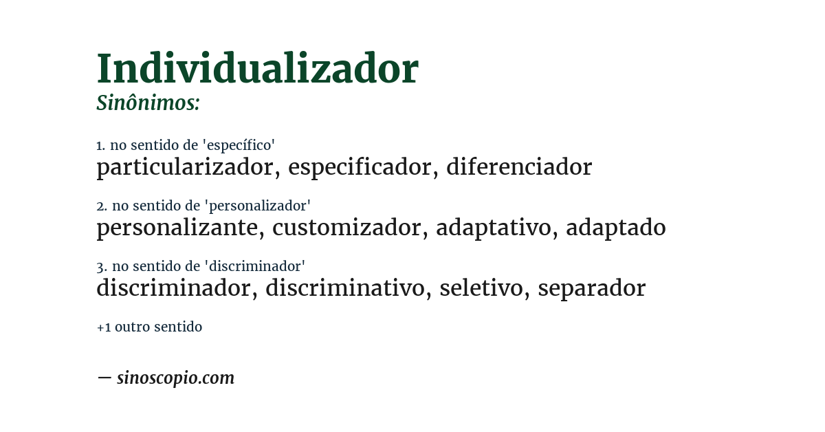 Sinônimo de individualizador