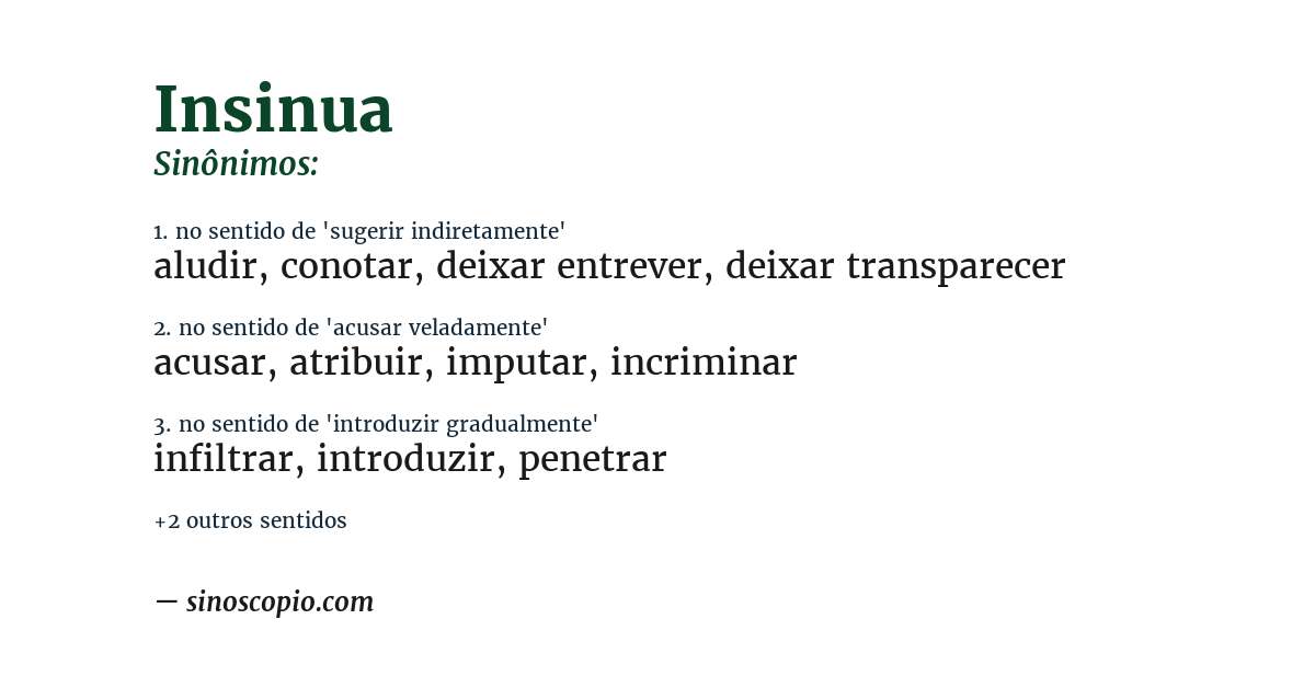 Sinônimo de insinua