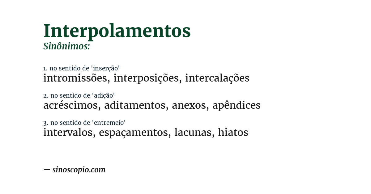 Sinônimo de interpolamentos