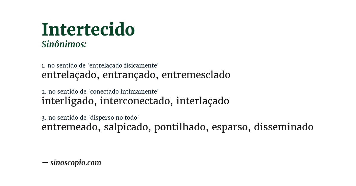 Sinônimo de intertecido