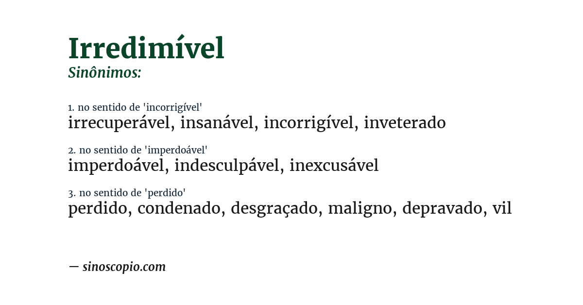 Sinônimo de irredimível