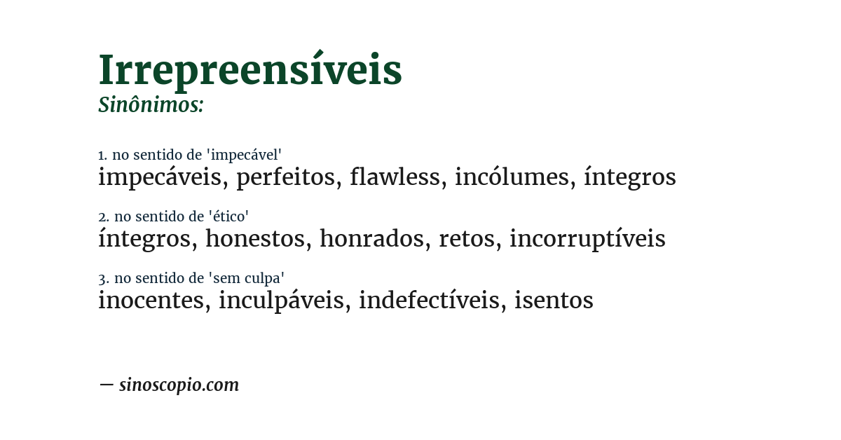 Sinônimo de irrepreensíveis