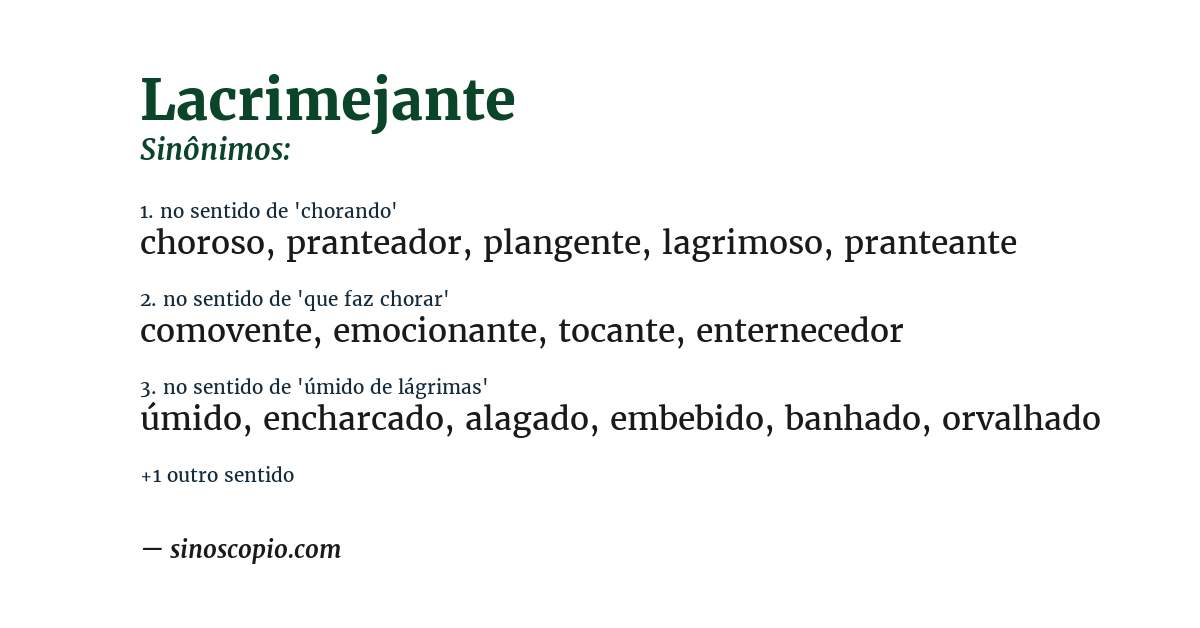 Sinônimo de lacrimejante
