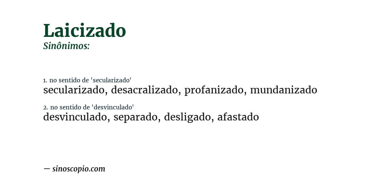 Sinônimo de laicizado