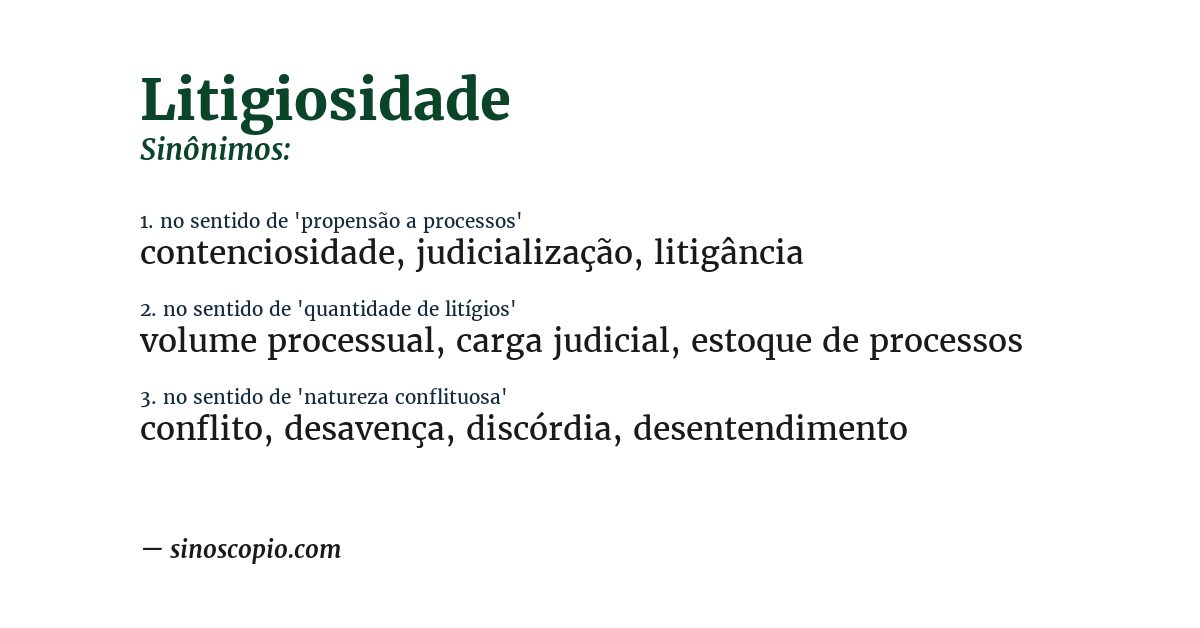 Sinônimo de litigiosidade