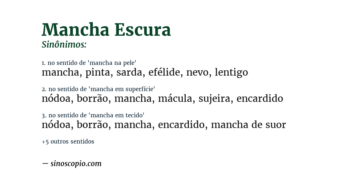 Sinônimo de mancha escura