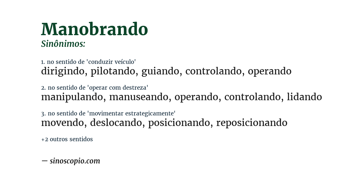 Sinônimo de manobrando